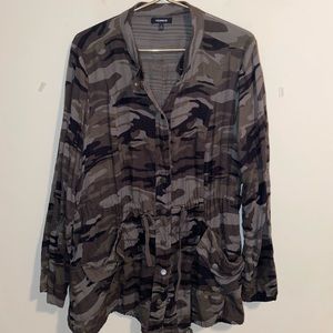 Torrid Camo Button Front Drawstring Anorak 1X